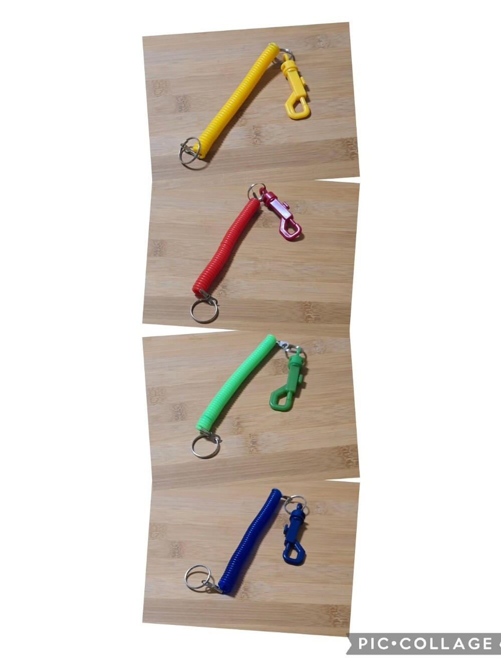 Vintage | Coiled Keychain Lanyard Set in Yellow, Red, Green, Blue